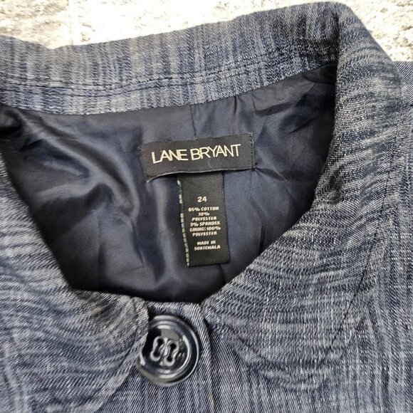 Lane Bryant Women Jacket Coat Plus Size Blazer Gray Cotton Blend Size 24 Plus - Picture 3 of 9